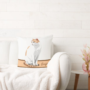 Weiße und orangefarbene Ingwer Katze Personalisier Kissen
