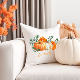Weiße und orangefarbene Kürbis Wohngestaltung Kissen