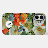Weiße und orangefarbene Mohnblumen auf schwarzem f Case-Mate iPhone Hülle (Rückseite (Horizontal))