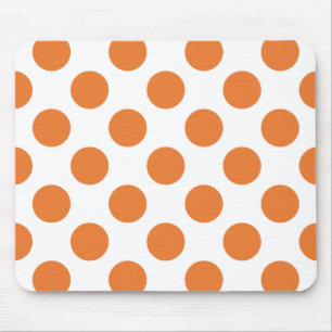 Weiße und orangefarbene Polka-Punkte Mousepad