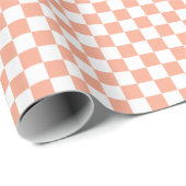 Weiße und pfirsichfarbene Schachbrett-Wrap-Rolle Geschenkpapier (Rolleneckpunkt)