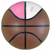 Weiße und rosa Basketball mit Name, Nummer, Team (Rechts)