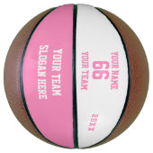 Weiße und rosa Basketball mit Name, Nummer, Team (Vertikal)