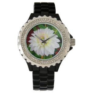 Weiße und rosa Blume Armbanduhr