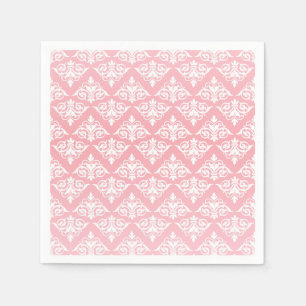Weiße und rosa Damast Serviette