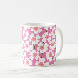 Weiße und rosa Fantasy Flower Power Kaffeetasse