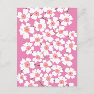 Weiße und rosa Fantasy Flower Power Postkarte
