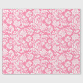 Weiße und rosa florale Damastmuster Geschenkpapier (Flach)