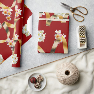 Weiße und rosa Frangipani-Matte-Verpackungspapier Geschenkpapier