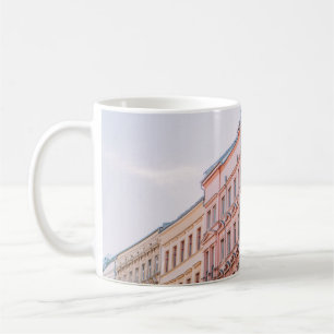WEIßE UND ROSA GEBÄUDE KAFFEETASSE