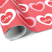 Weiße und rosa Herzen Geschenkpapier (Rolleneckpunkt)
