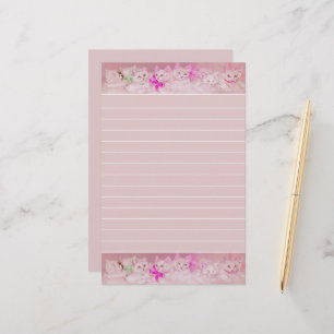 Weiße und rosa Kätzchen Persönliche Briefpapier
