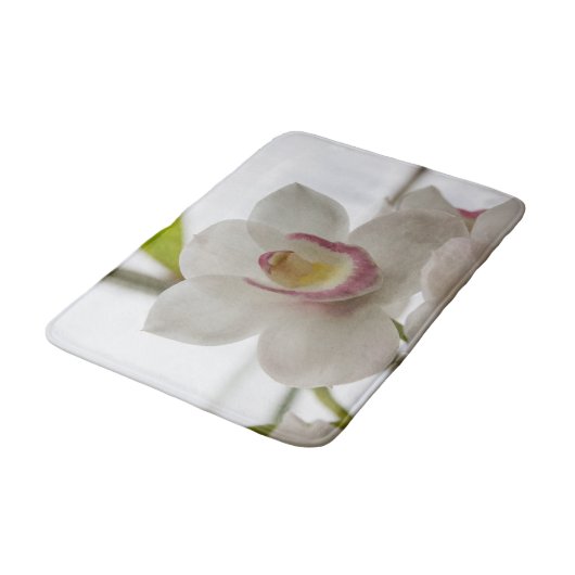 Weiße und rosa Orchidee Badematte (Schrägansicht)