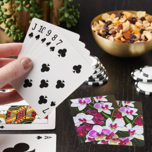 Weiße und rosa Orchideenblüten Spielkarten