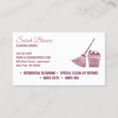 Weiße und rosa Reinigungsmädchen Janitorial funkel Visitenkarte (Rückseite)