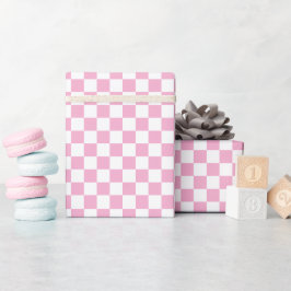 Weiße und rosa Schachbrett-Wrap-Rolle Geschenkpapier