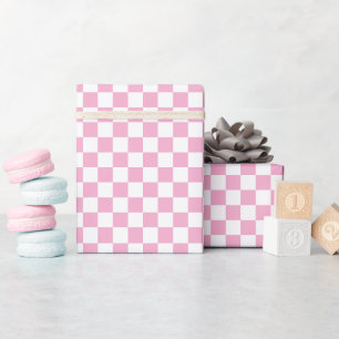 Weiße und rosa Schachbrett-Wrap-Rolle Geschenkpapier