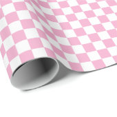 Weiße und rosa Schachbrett-Wrap-Rolle Geschenkpapier (Rolleneckpunkt)