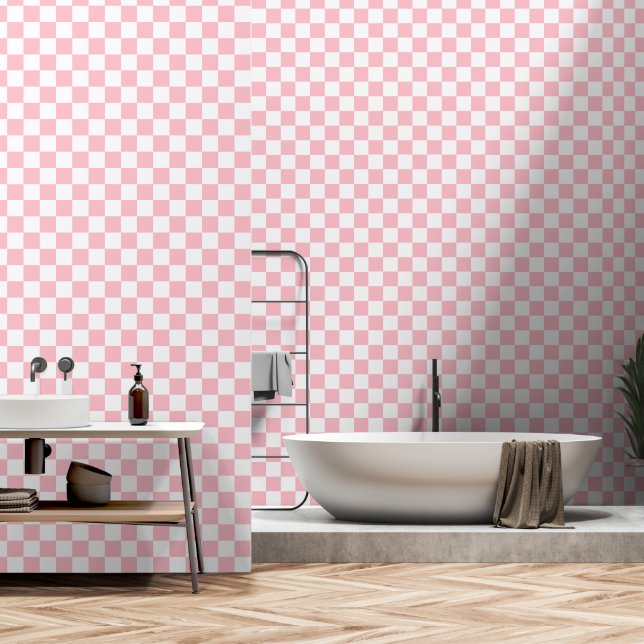 Weiße und rosa Schale und Stick Tapete (Badezimmer)