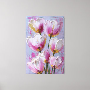 Weiße und rosa Tulpen-Textur-Abstraktes Wandkunstw Leinwanddruck