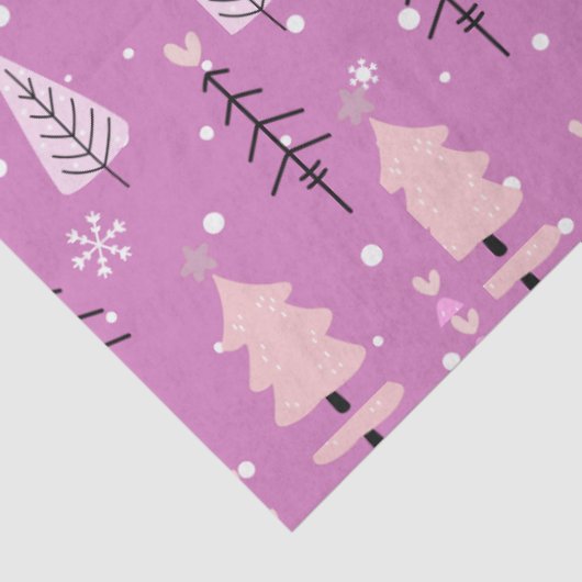 Weiße und rosa Weihnachtsbäume Lila Weihnachtsfeie Seidenpapier (Ausschnitt)