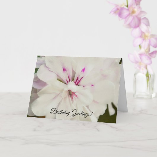 Weiße und rosafarbene Blume Blumenmuster Geburtsta Karte (Orchidee)