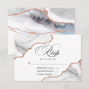 Weiße und Roségold-Achat-Hochzeits-RSVP-Karte RSVP Karte
