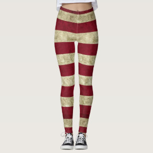 Weiße und rot gestreifte Leggings