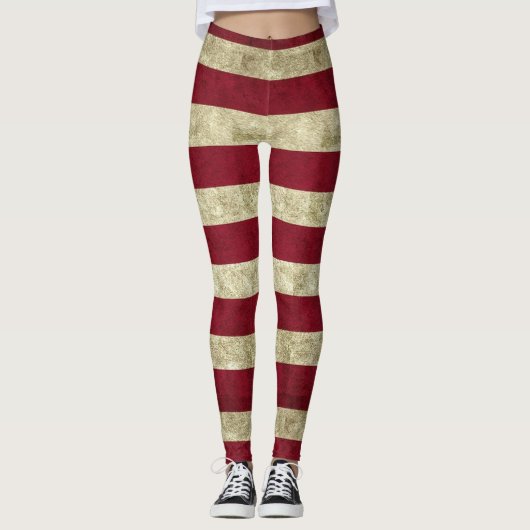 Weiße und rot gestreifte Leggings (Vorderseite)