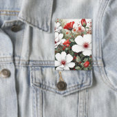 Weiße und rote Blume Elegante Wasserfarbe Button (Insitu)