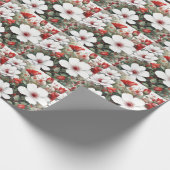 Weiße und rote Blume Elegante Wasserfarbe Geschenkpapier (Ecke)