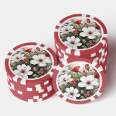 Weiße und rote Blume Elegante Wasserfarbe Pokerchips (Stapel)