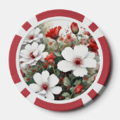 Weiße und rote Blume Elegante Wasserfarbe Pokerchips (Rückseite)