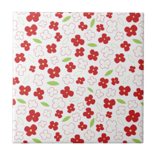 Weiße und rote Blume Fliese