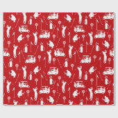 Weiße und rote Golf Symbole Muster Geschenkpapier (Flach)