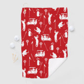 Weiße und rote Golf Symbole Muster Golf Handtuch (Insitu)