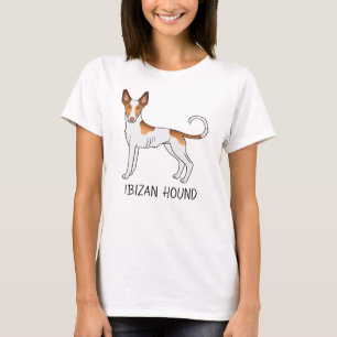 Weiße und rote Ibizan-Hunde glatter Coat Hund mit  T-Shirt