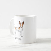 Weiße und rote Ibizan-Hunde glatter Coat mit Namen Kaffeetasse (Vorderseite Links)