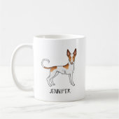 Weiße und rote Ibizan-Hunde glatter Coat mit Namen Kaffeetasse (Links)