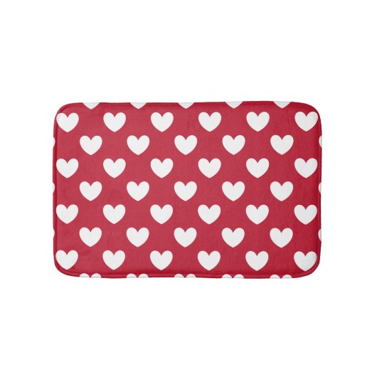 Weiße und rote Polka-Herzen Badematte (Vorderseite)
