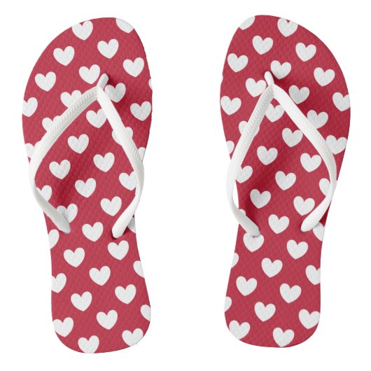 Weiße und rote Polka-Herzen Badesandalen (Fußbett)