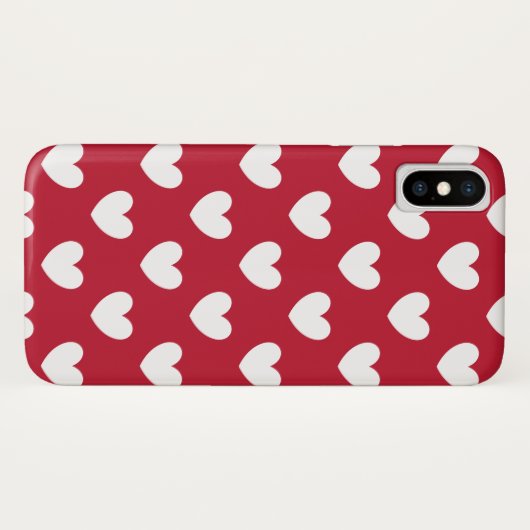 Weiße und rote Polka-Herzen Case-Mate iPhone Hülle (Rückseite (Horizontal))