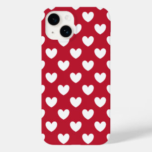 Weiße und rote Polka-Herzen Case-Mate iPhone 14 Hülle