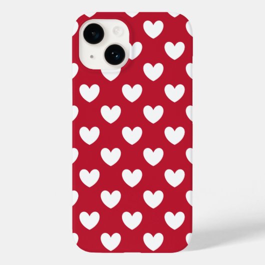 Weiße und rote Polka-Herzen Case-Mate iPhone Hülle (Rückseite)