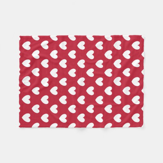 Weiße und rote Polka-Herzen Fleecedecke (Vorderseite (Horizontal))