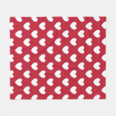 Weiße und rote Polka-Herzen Fleecedecke (Vorderseite (Horizontal))