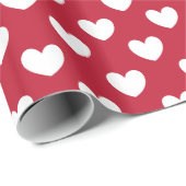 Weiße und rote Polka-Herzen Geschenkpapier (Rolleneckpunkt)