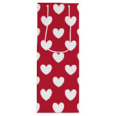 Weiße und rote Polka-Herzen Geschenktüte Für Weinflaschen (Vorderseite)