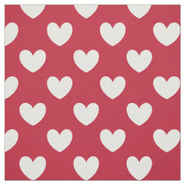 Weiße und rote Polka-Herzen Stoff