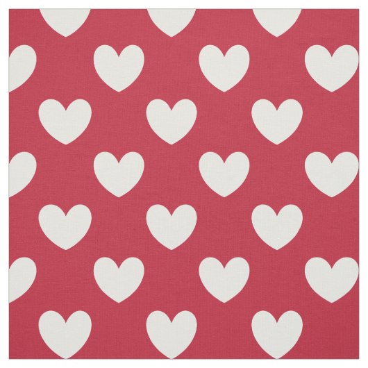 Weiße und rote Polka-Herzen Stoff (Muster)